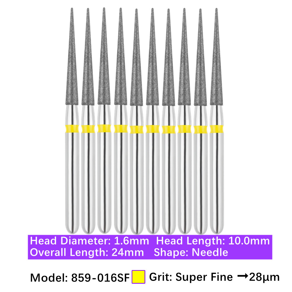 Vakker 10pc Diamond Burs Needle Burs Friction Grip Burs for High Speed Handpiece