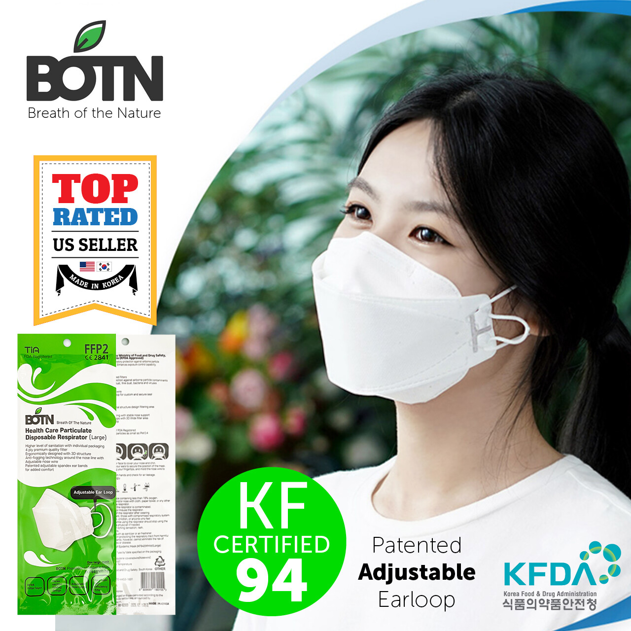 2 PCS KF94 WHITE Protective Face Mask Adult Size KFDA Certified Made In Korea