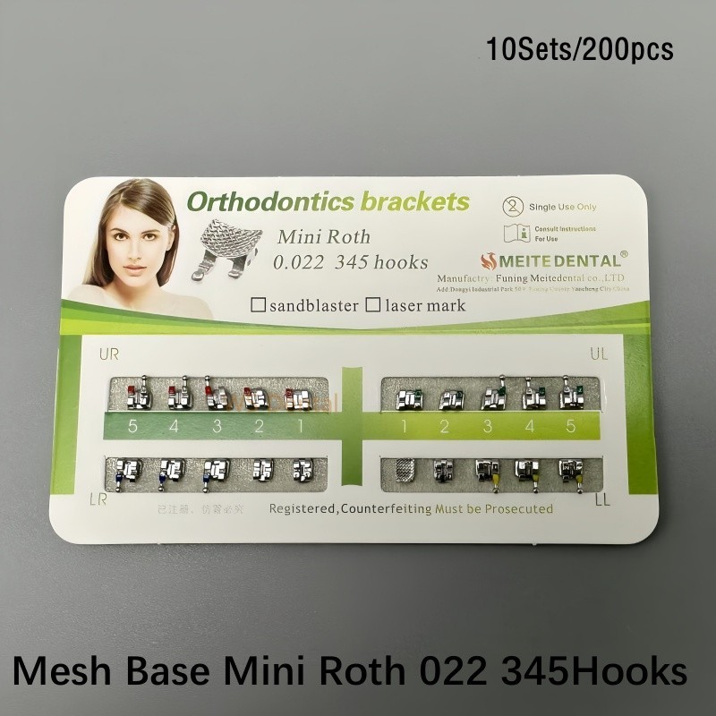 10 Cards Dental Orthodontic Brackets MIM Monoblock Mini Roth/MBT 022 345 Hooks