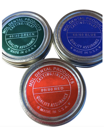 3 Pack Casting Inlay MDL Wax 40/40 Green 60/60 Blue 80/80 Red Dental Lab Wax