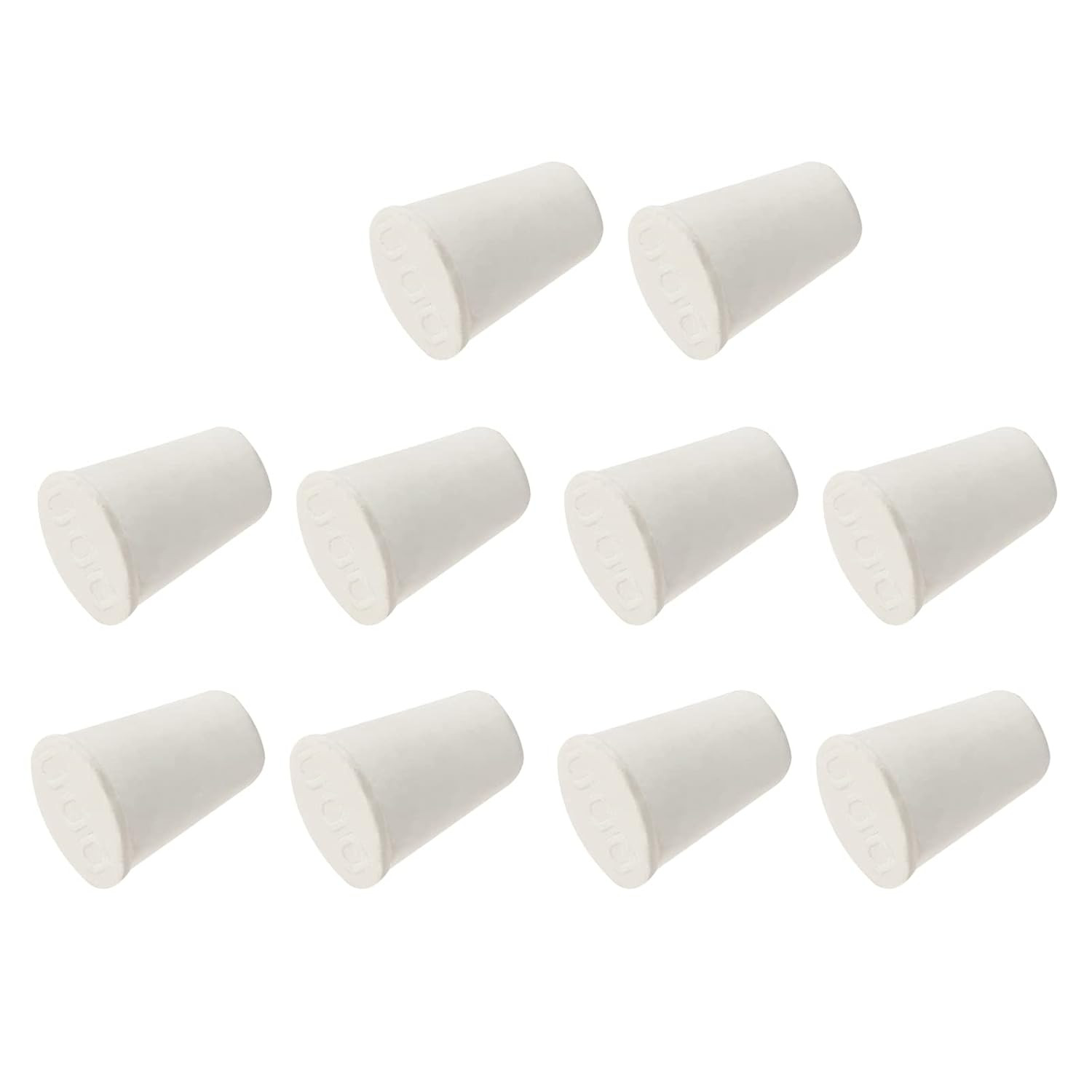 10 Pcs Tapered Rubber Stopper Plug 000# Solid Rubber Stoppers for Lab Tube(White