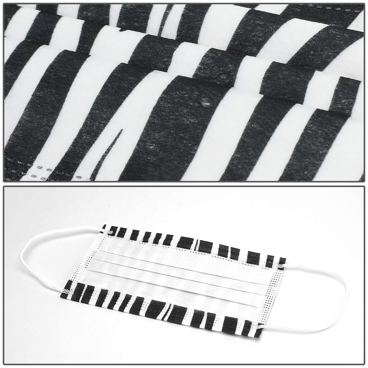 [Zebra Look] 50 Pcs Disposable Face Masks 3-Ply Non Medical Surgical Mouth Cover