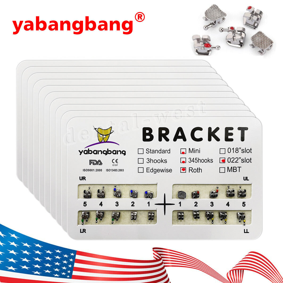 10 Packs Dental Orthodontic Metal Brackets Braces Mini Roth.022 Hooks 345