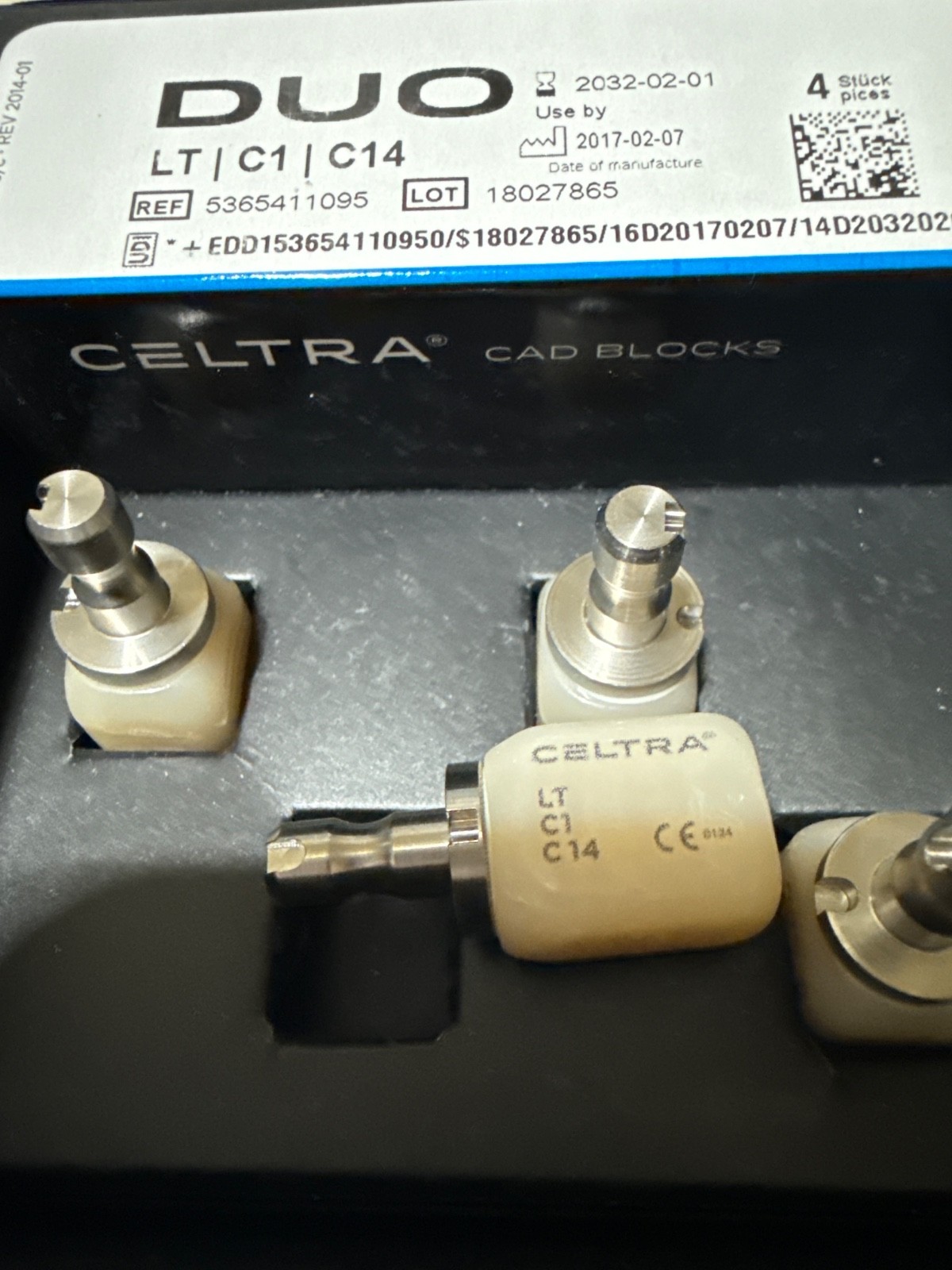 Dentsply Sirona Celtra Duo LT C1 C14 CAD CAM Blocks 4pc CEREC inLab