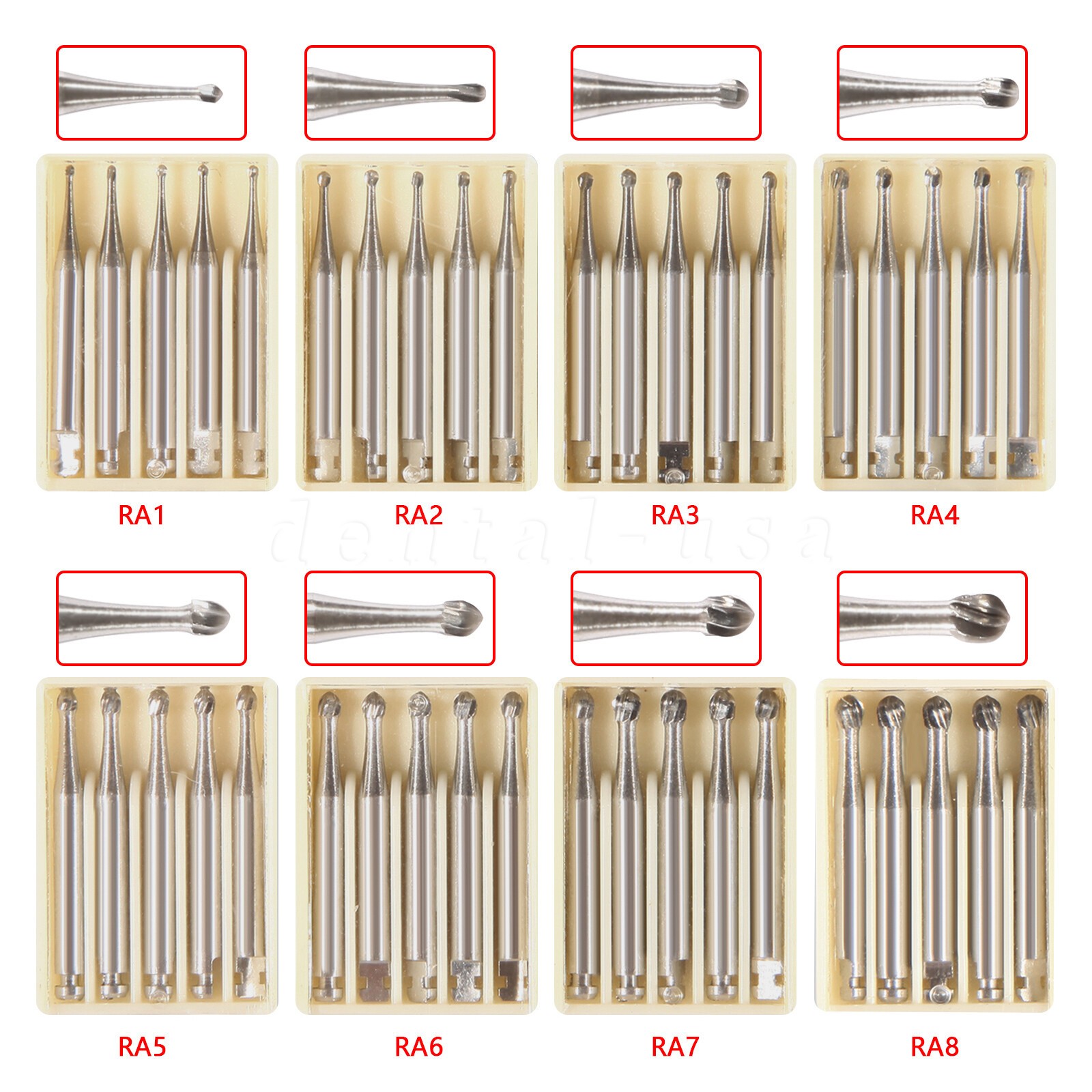RA #1-8 round carbide bur for slow speed latch type Dental #1-8 RA/LA