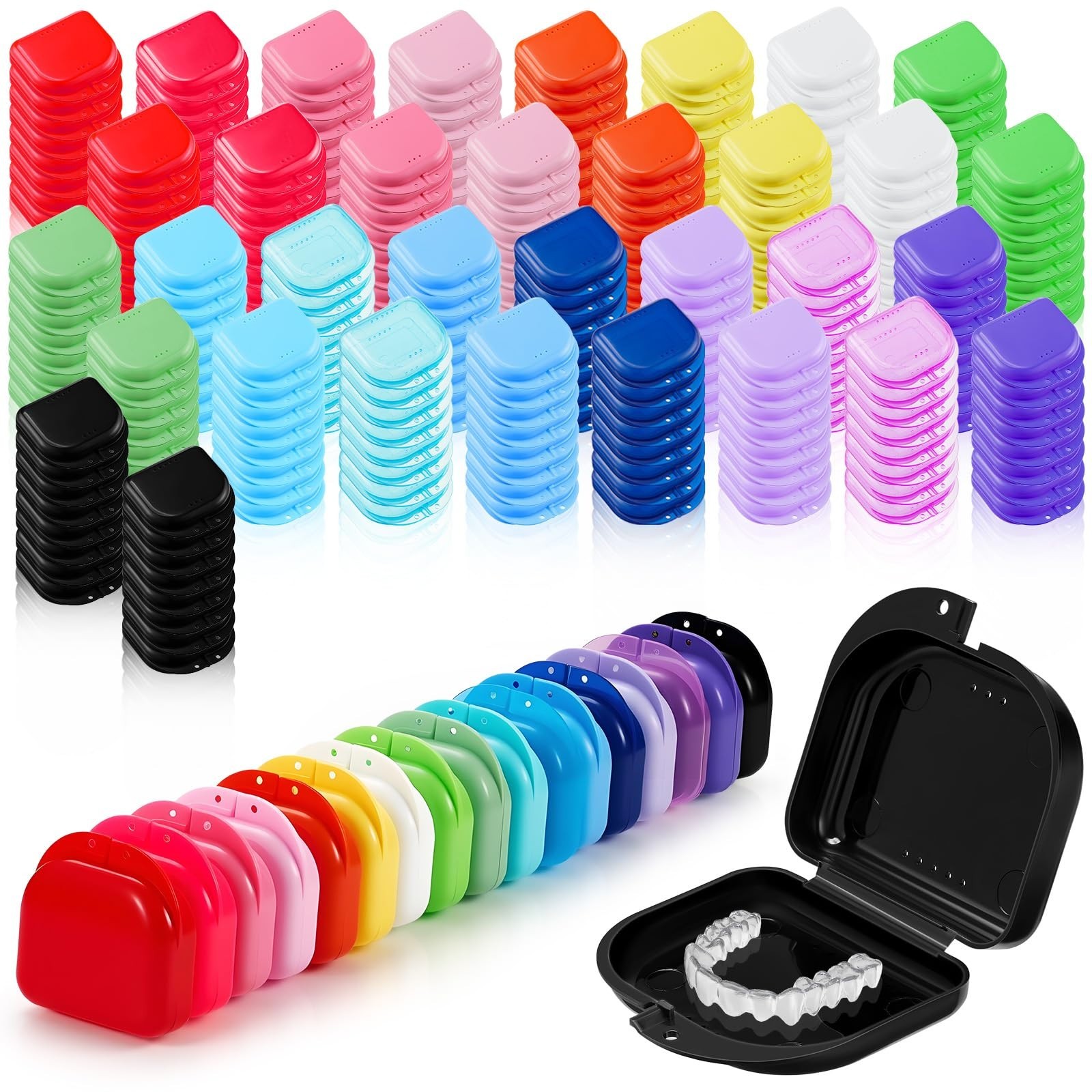 300 Pack Orthodontic Mouth Guard Cases with Vent Holes – Multicolor Dental Stora