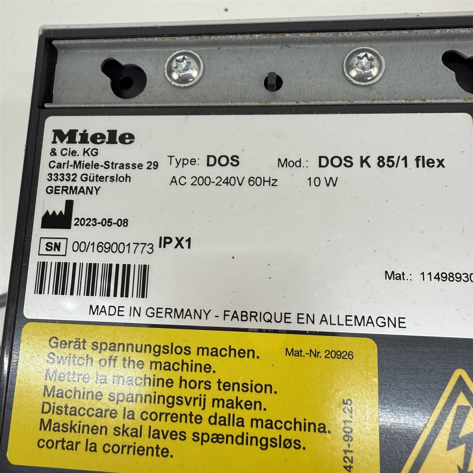 Miele DOS 84/1Flex Dispenser module for 5 liter canister 11498930