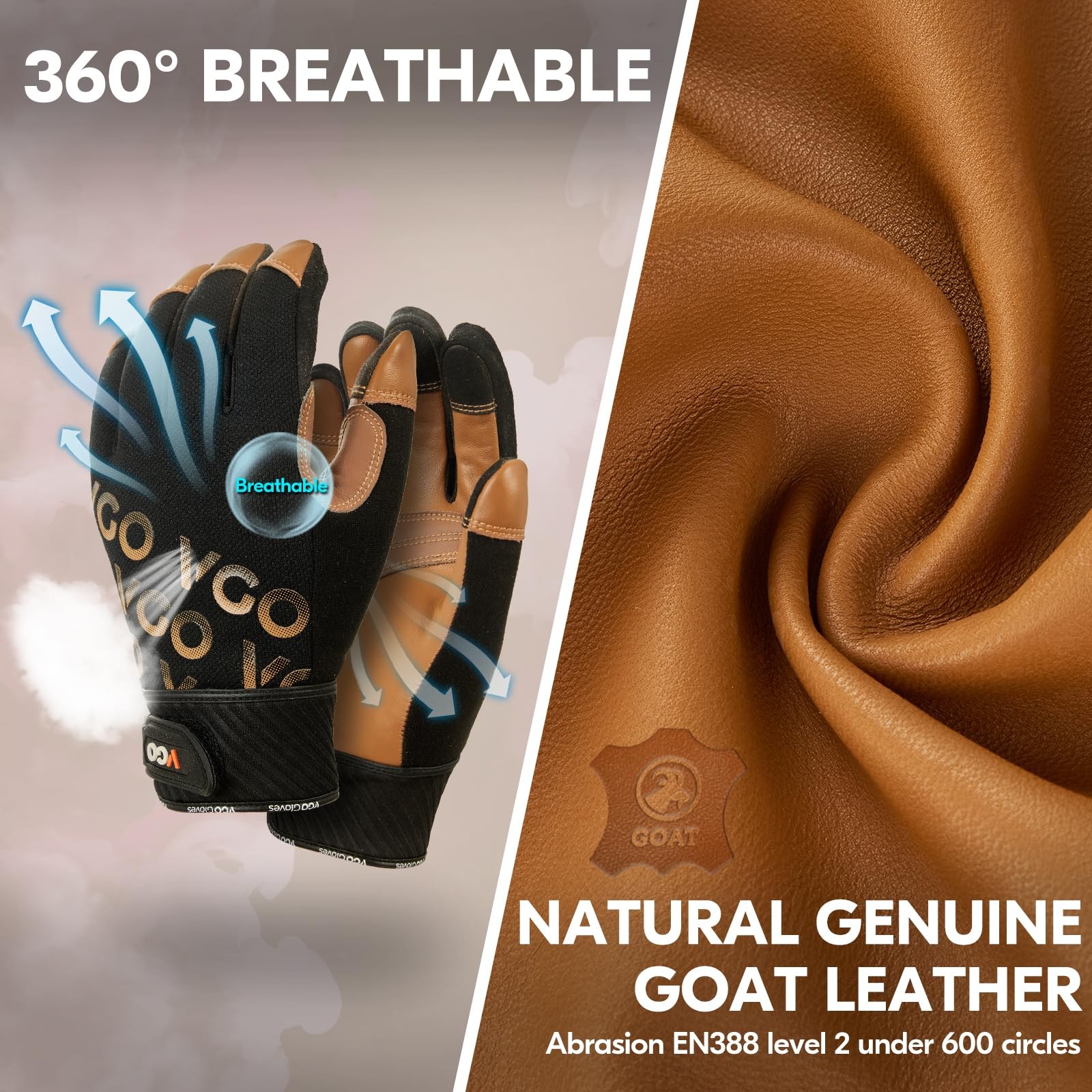 Vgo… Goatskin Work Gloves For Men Leather Gardening Gloves Light Duty