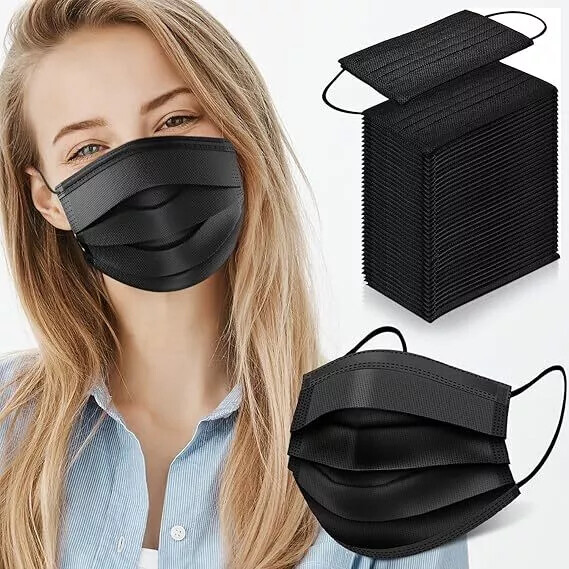 100 Pack Mascaras Negras Reforazado Quirurgicas Desechables Cubrebocas Medicas