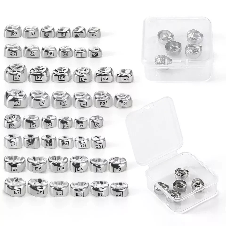 5Pcs Dental Stainless Steel Kids Primary Molar Crowns Pediatric crown 48 Size