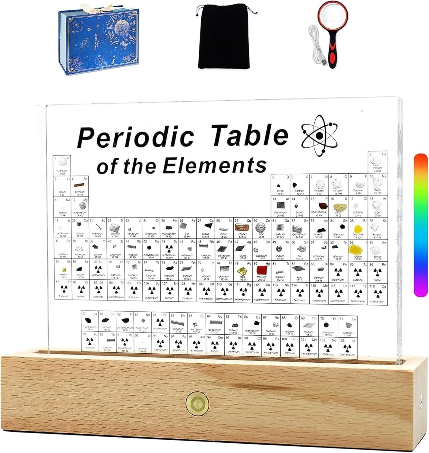 Large Periodic Table of Elements With Real Elements Samples, 8.3 Inch Acrylic