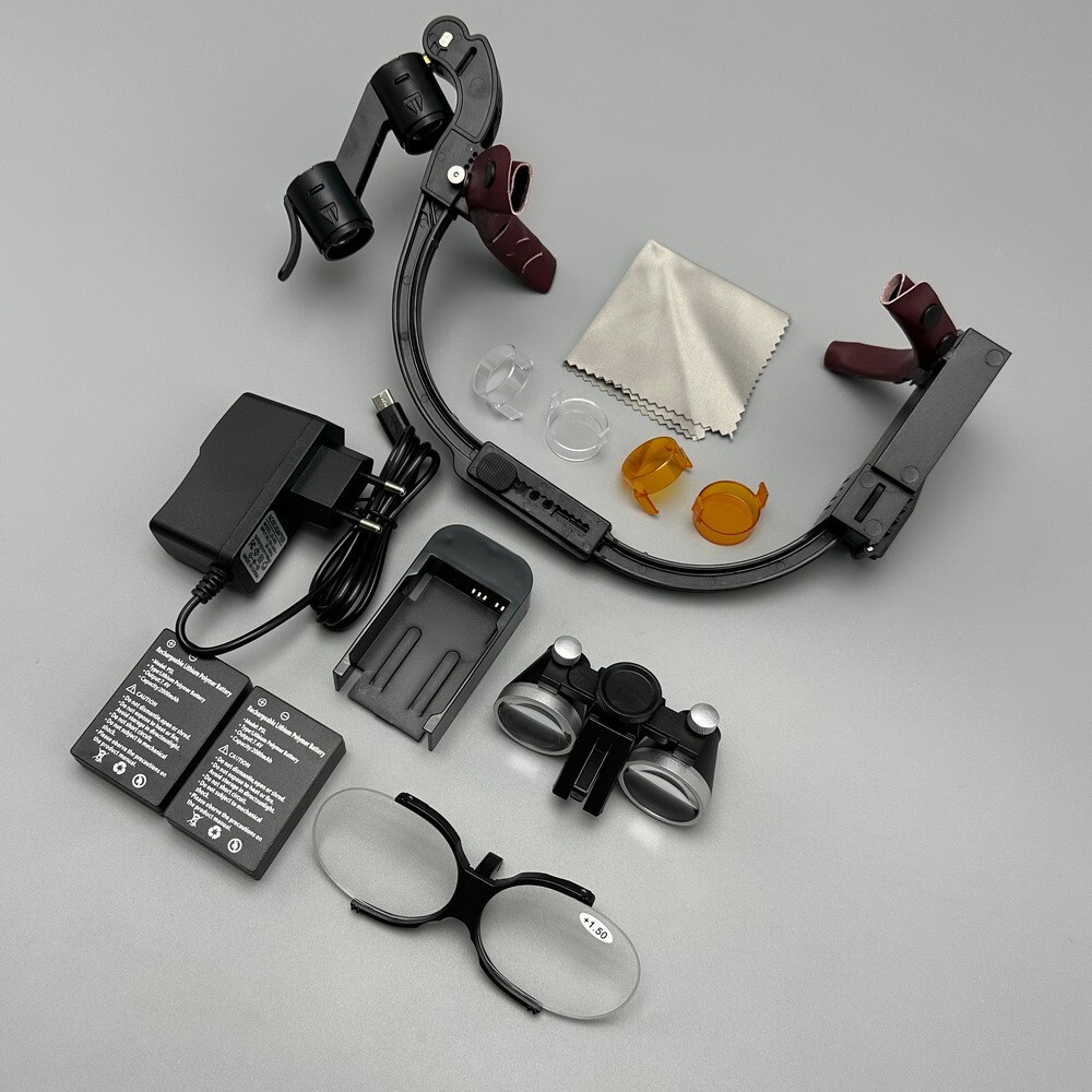 Dental 3.5X Surgical Binocular Loupes Headband Magnifier LED Headlight US/EU