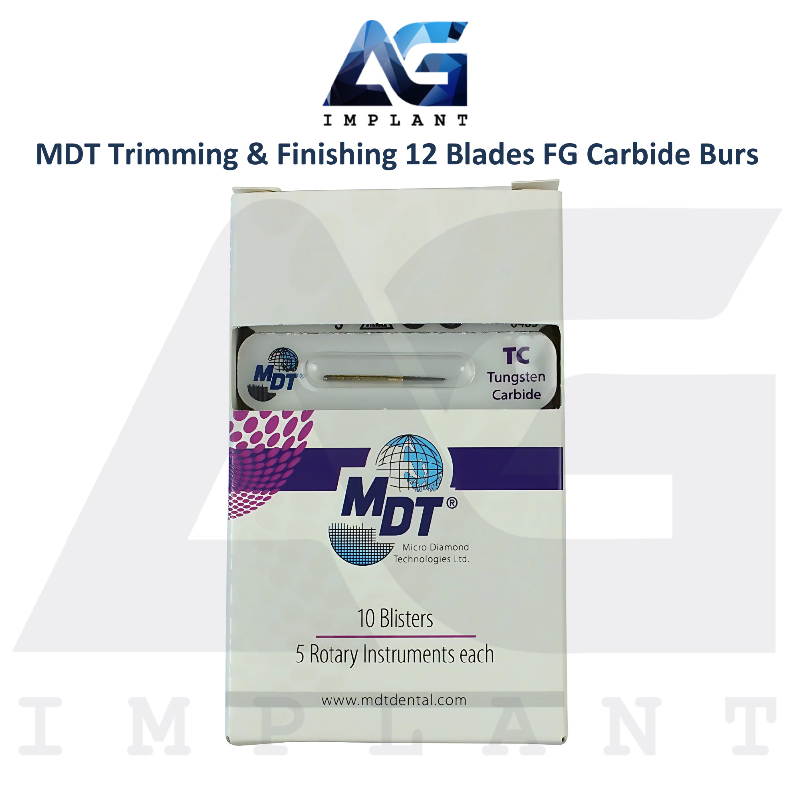 Dental MDT Trimming & Finishing 12 Blades FG Carbide Burs Contour & Smooth
