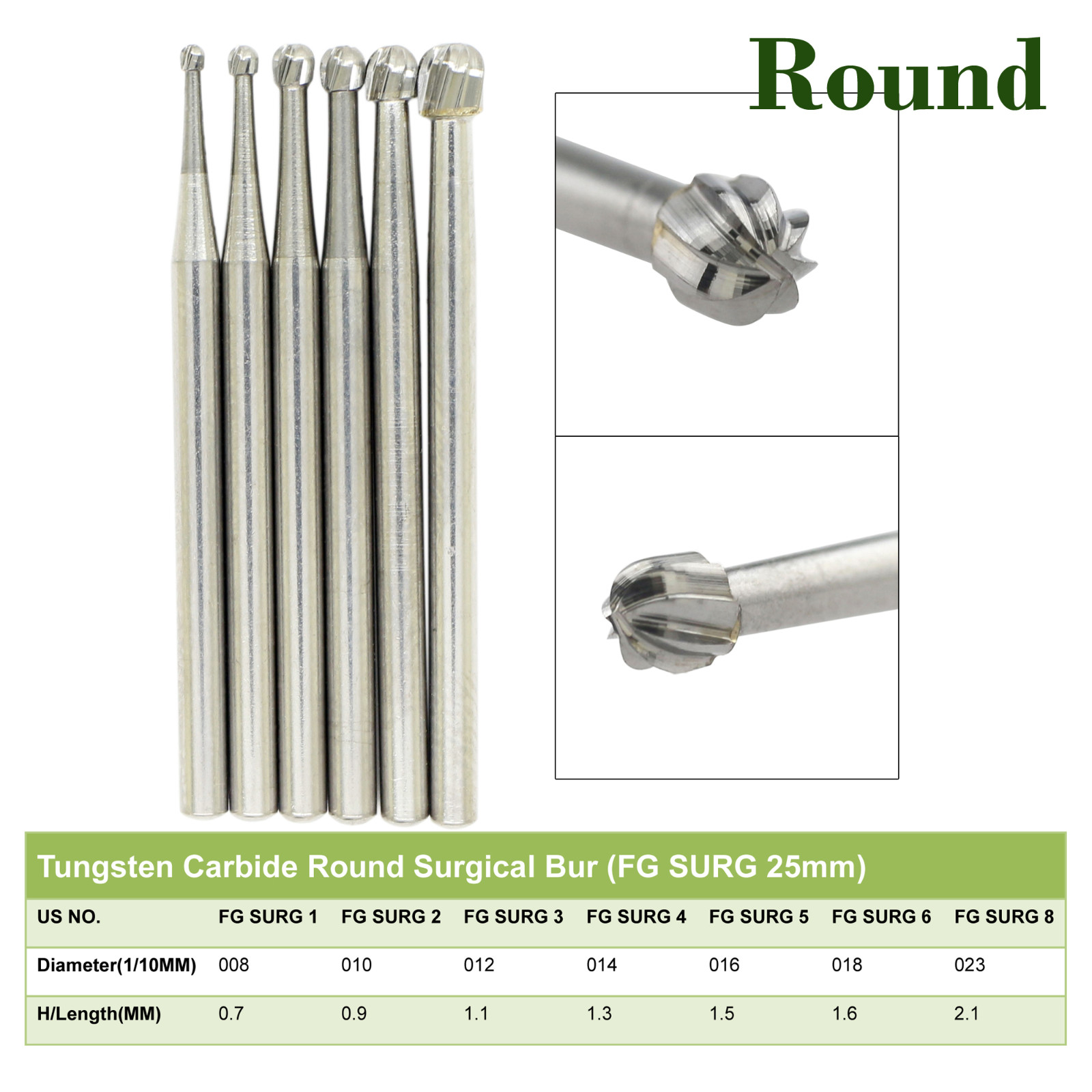 Wave Dental Carbide Burs FGOS Surgical Length 25mm Friction Grip FG 19mm Round