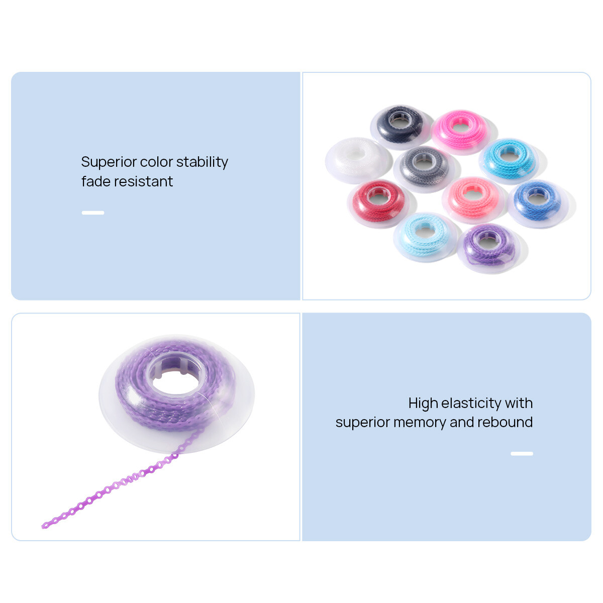 AZDENT Dental Orthodontic Colored Elastic Power Chains Continuous Short & Long