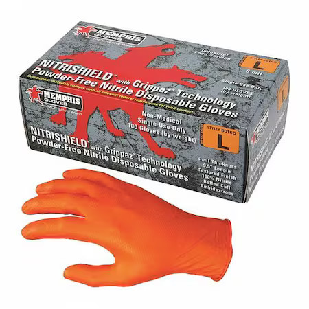 Mcr Safety 6016Oxxl Nitrishield With Grippaz, Nitrile Disposable Gloves, 6 Mil
