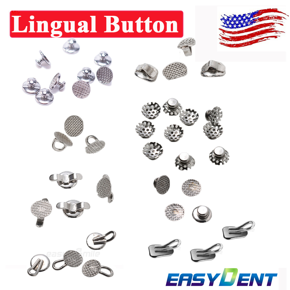 Dental Orthodontic Lingual Buttons Traction Hook Bondable 3mm Round Caplin Hook