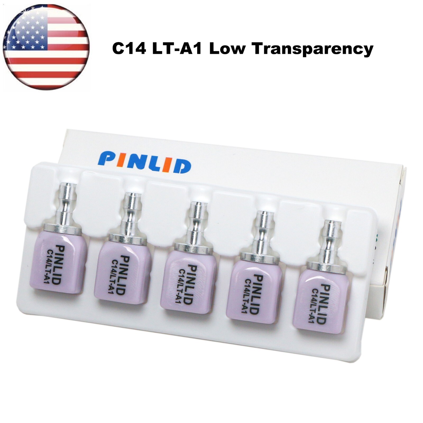 US 5Pcs/Box Dental C14 LT Glass Ceramic Lithium Dislicate Blocks Cerec CAD CAM