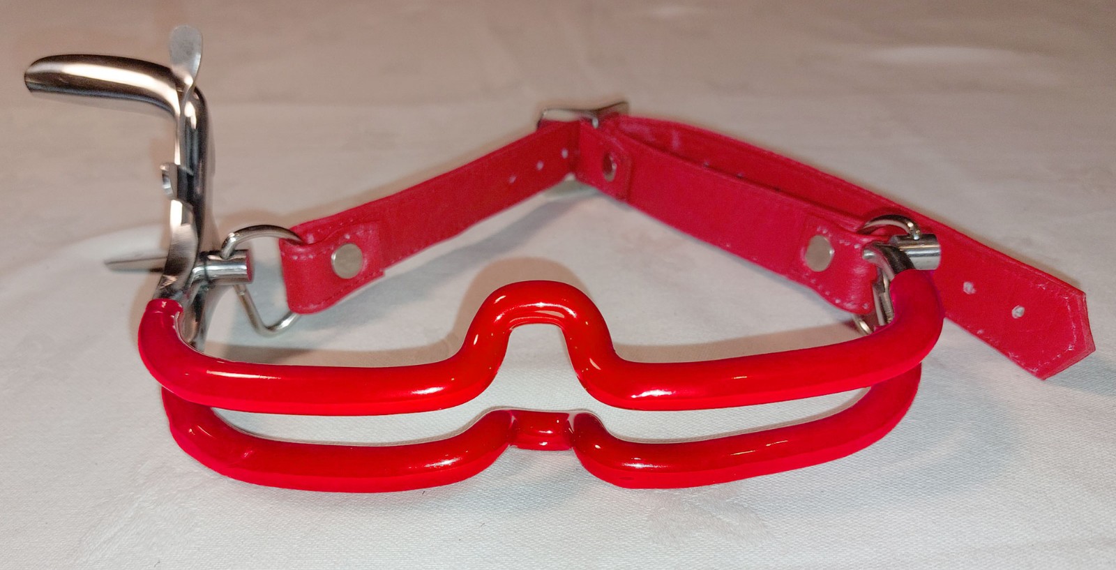 PVC Coated Jennings Mouth Gag Dental Gag Red Soft Leather Strap UK Seller