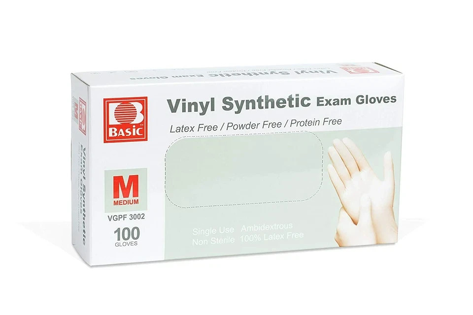 Disposable Vinyl Gloves, Latex Free Powder Free, Clear Food Safe Gloves S M L