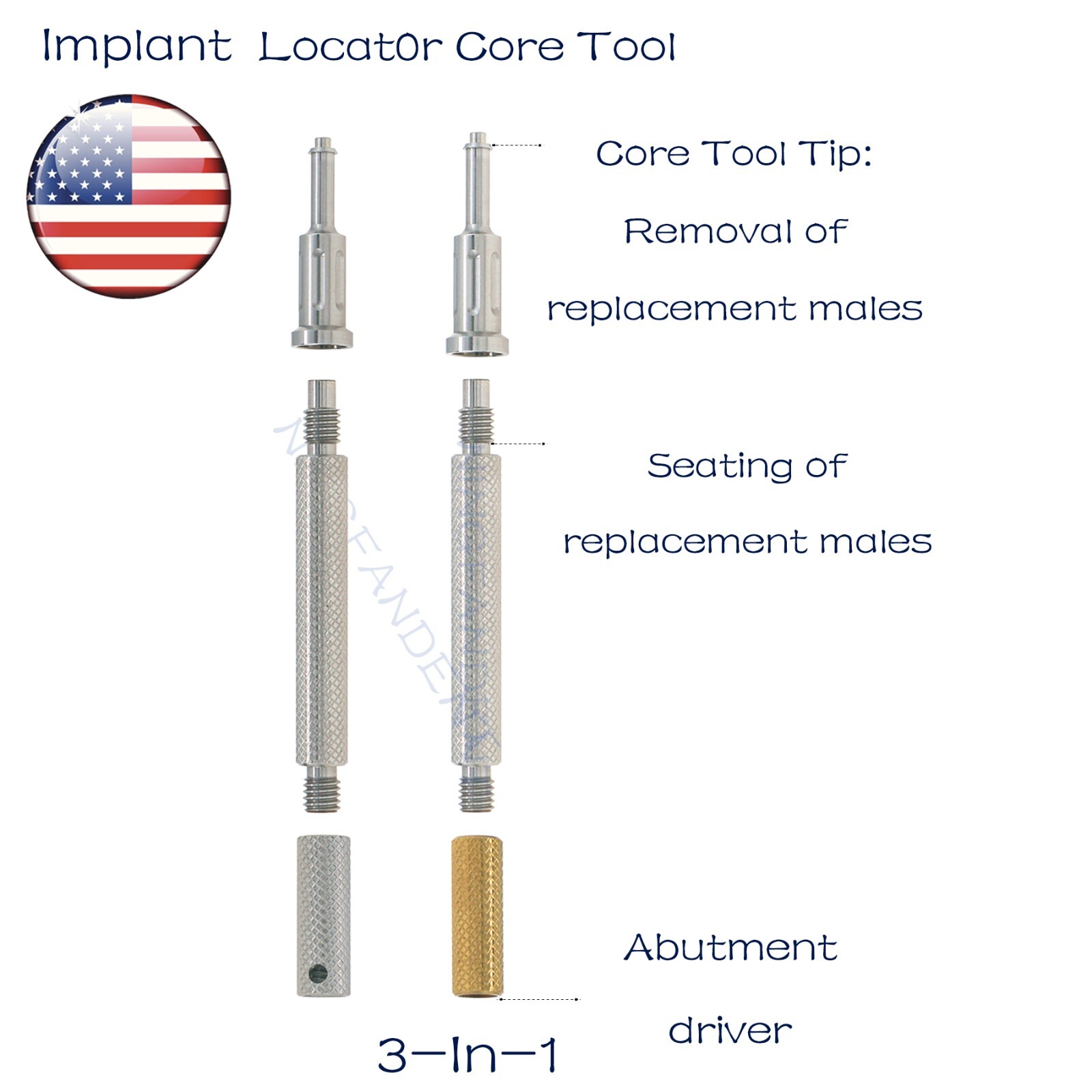 US Overdenture Locator Abutment Male Cap &Tools For Zimmer/BEGO/MIS/Cortex/Adin