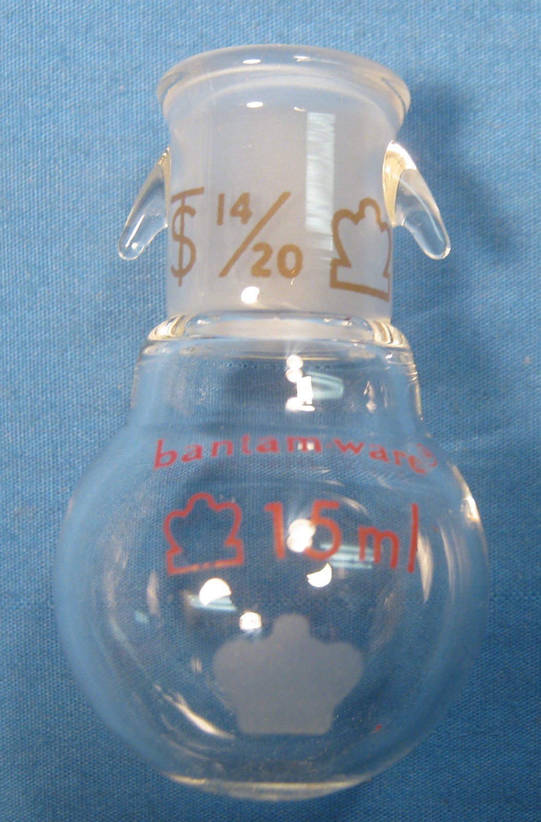KONTES 15 ML ROUND BOTTOM FLASKS WITH HOOKS ALL 14/20 X4 NOS FREE SHIPPING 25