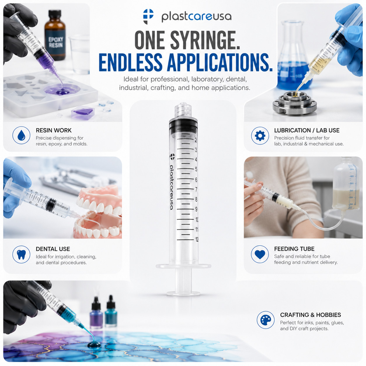 50 12ml 12cc Luer Lock Disposable Syringes (Non Sterile) Saline Oral Medicine