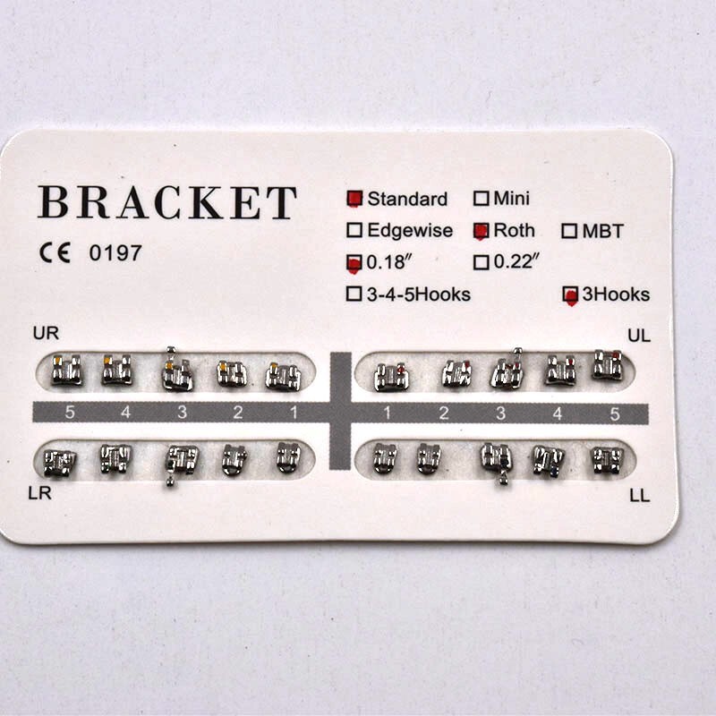 Dental Orthodontic Metal Brackets Braces .022 Hooks 345 Mini/Standard MBT/Roth