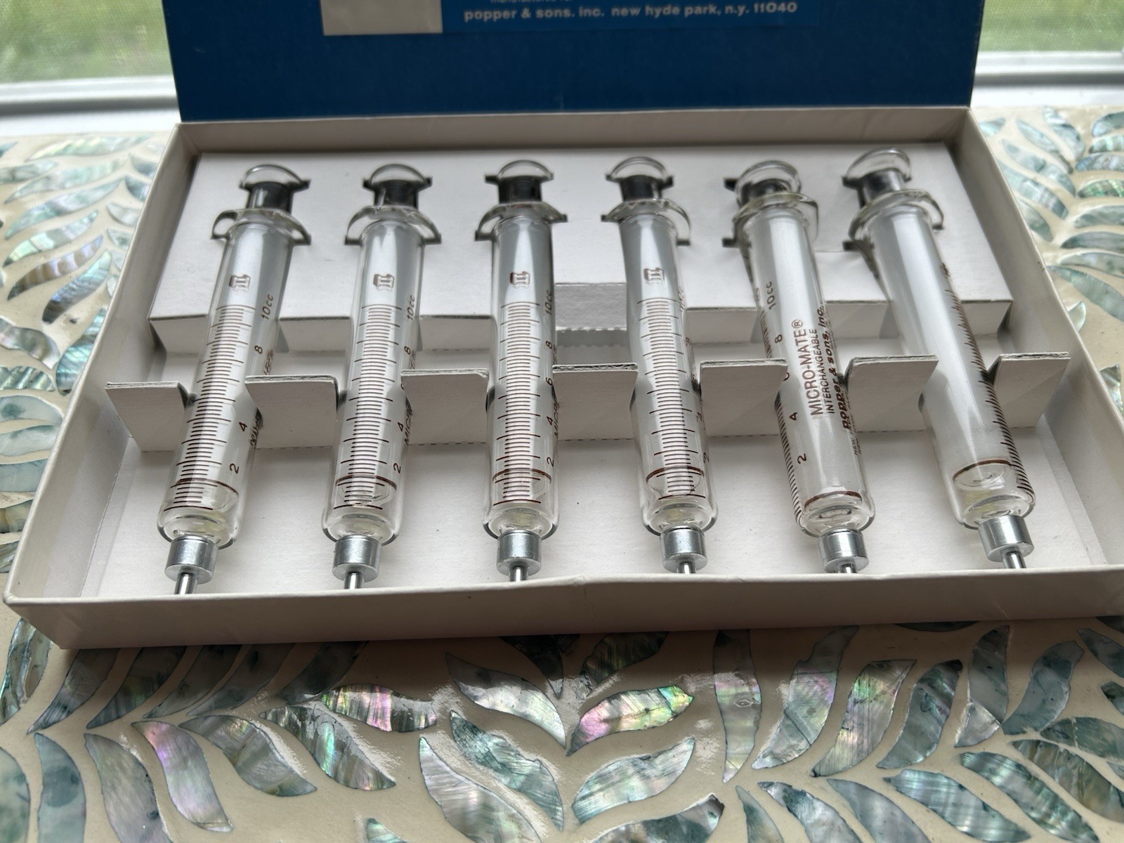 Popper Micro-Mate 10cc Glass syringe with luer lock tip, Box of 6, NEW