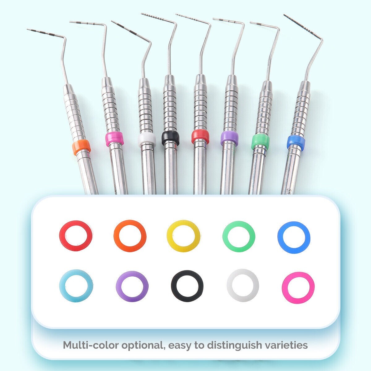 100 Pcs/Box Dental Instrument Hygienist Silicone Color Code Rings Bands Circle