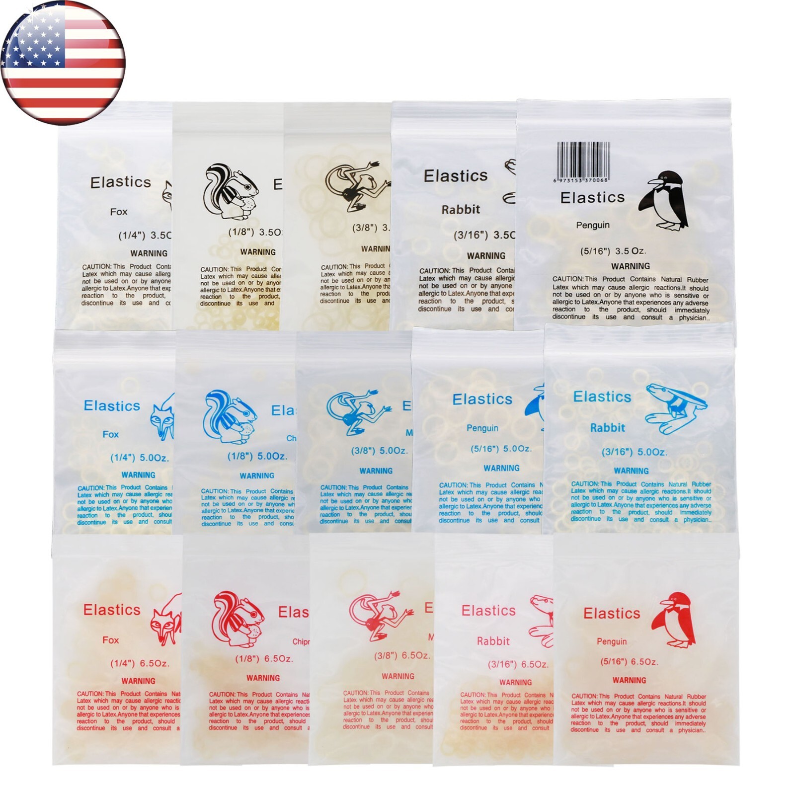 US Dental Orthodontic Elastics Rubber Bands Ortho Latex Braces 3.5 5.0 6.5 OZ
