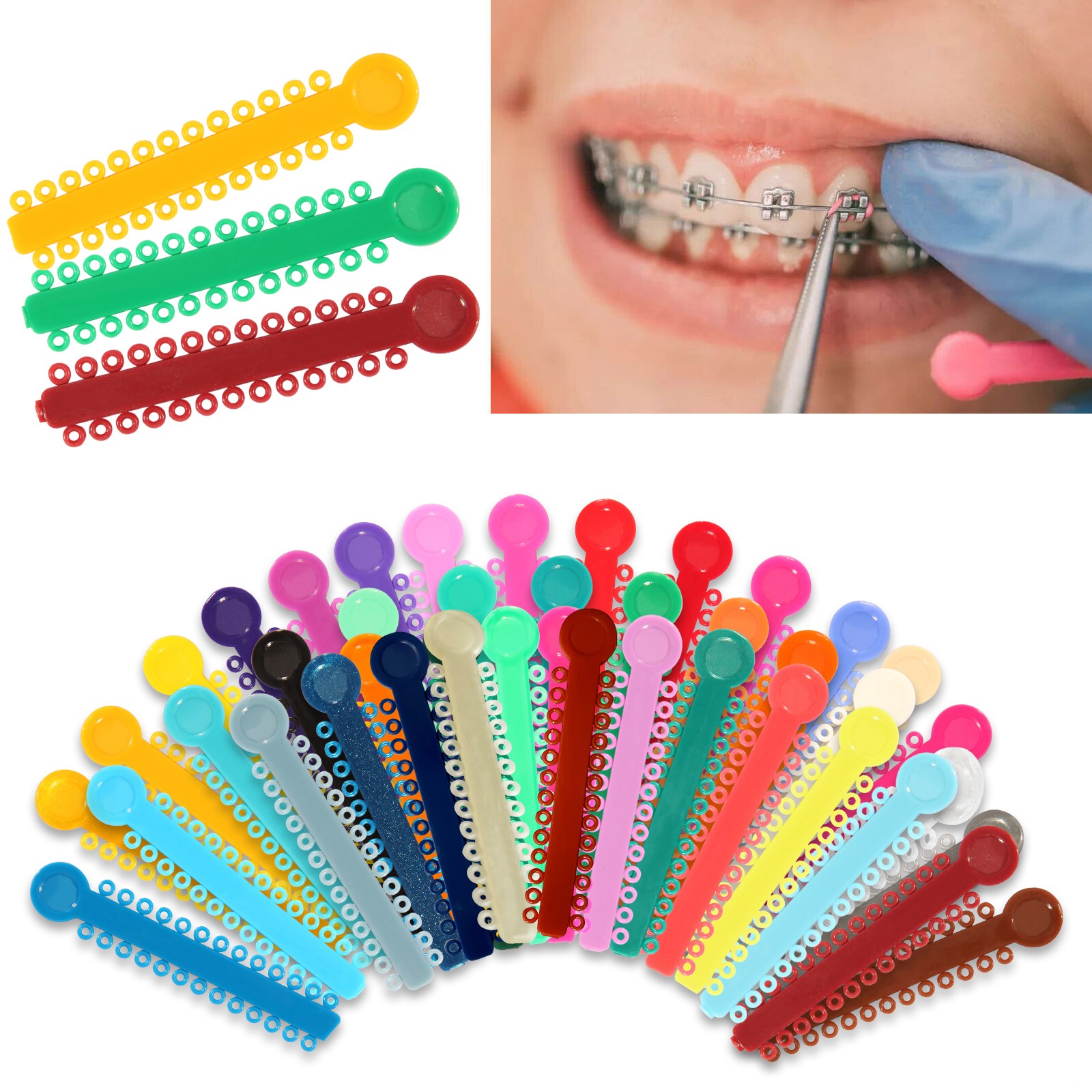1 Bag Dental Orthodontic Ligature Ties Elastic Rubber Bands 45 Colors 1040 Pcs