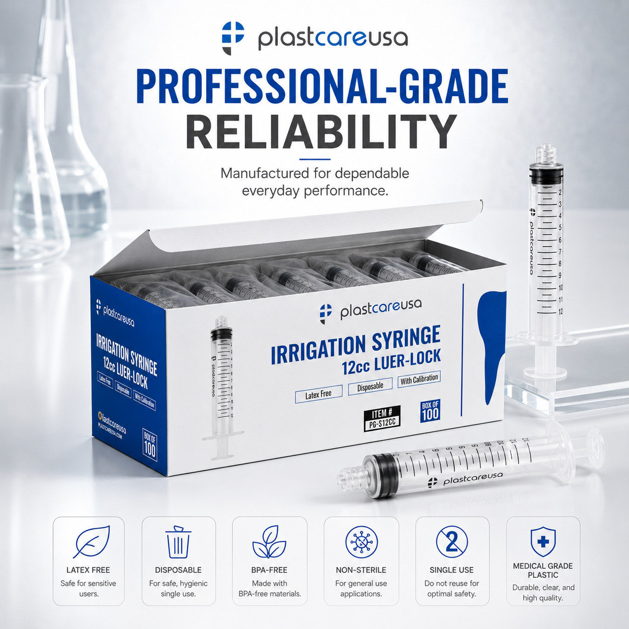 50 12ml 12cc Luer Lock Disposable Syringes (Non Sterile) Saline Oral Medicine