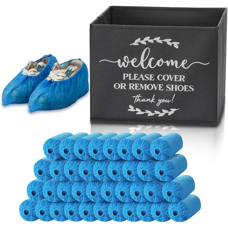 200 Disposable Shoe Covers W/ Storage Box Indoor Outdoor Cleanliness Solution US