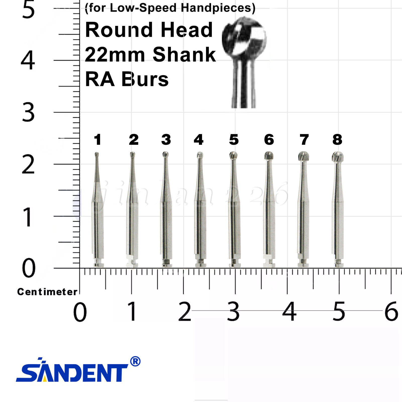 5pcs/pack Dental Round Carbide Bur for Low Speed Latch Type RA 1# -RA 8#