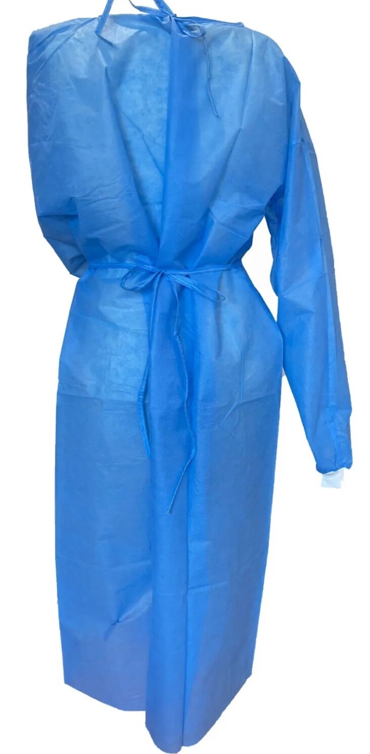 10pk Large Disposable Isolation Gown KnitCuff Medical Dental Halloween Nurse