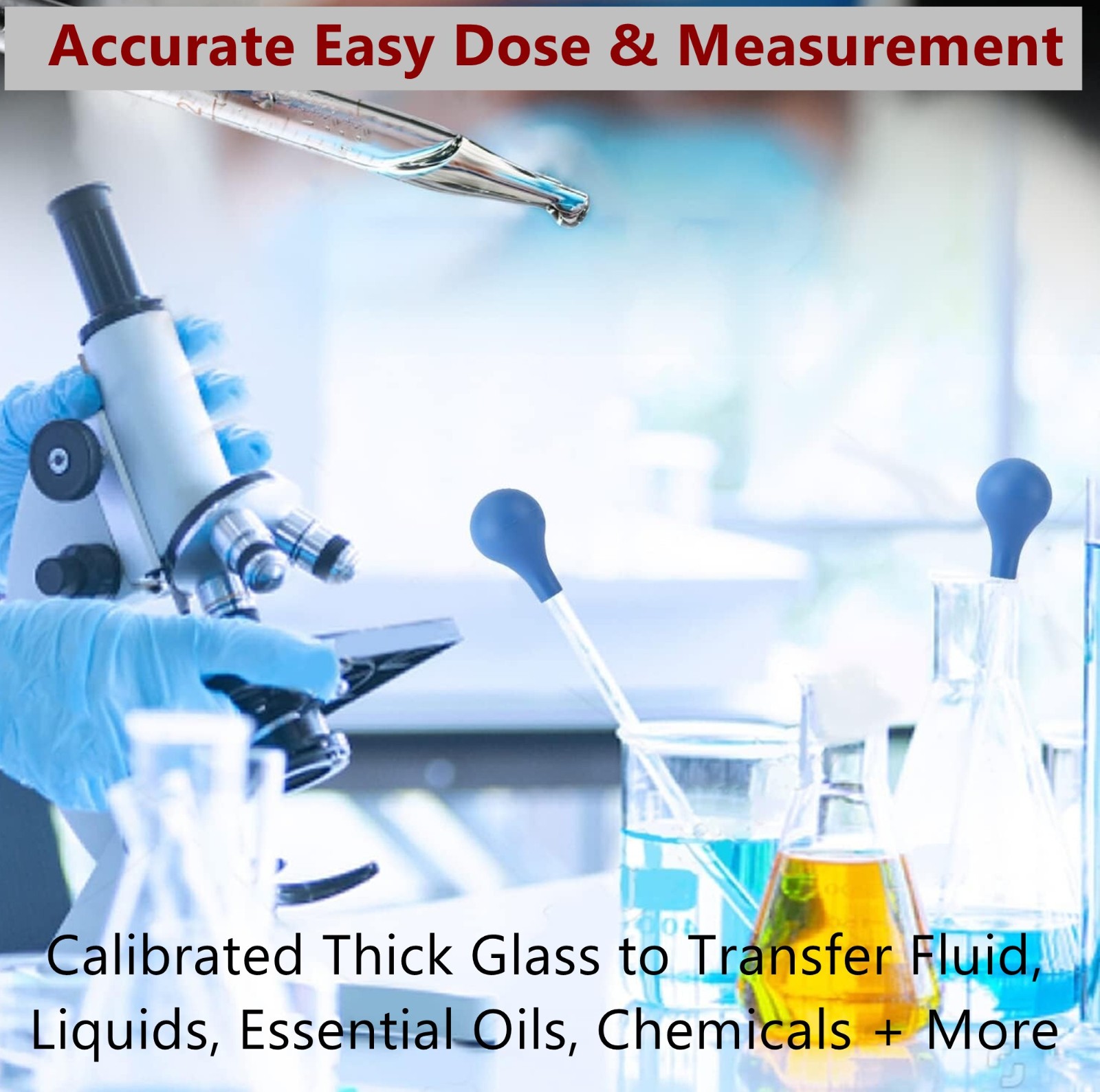Graduated Medicine Glass Droppers 5ml 5cc Transfer Pipet Pipette 8″ with Scale