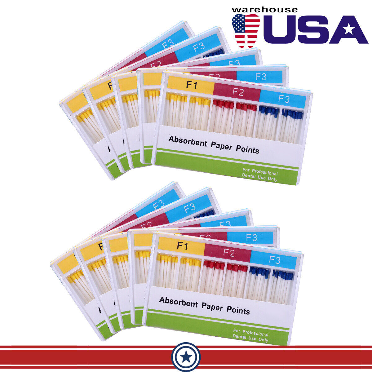 5 Packs AZDENT Dental Endodontic Gutta Percha Points F1.F2.F3 100pcs/pack