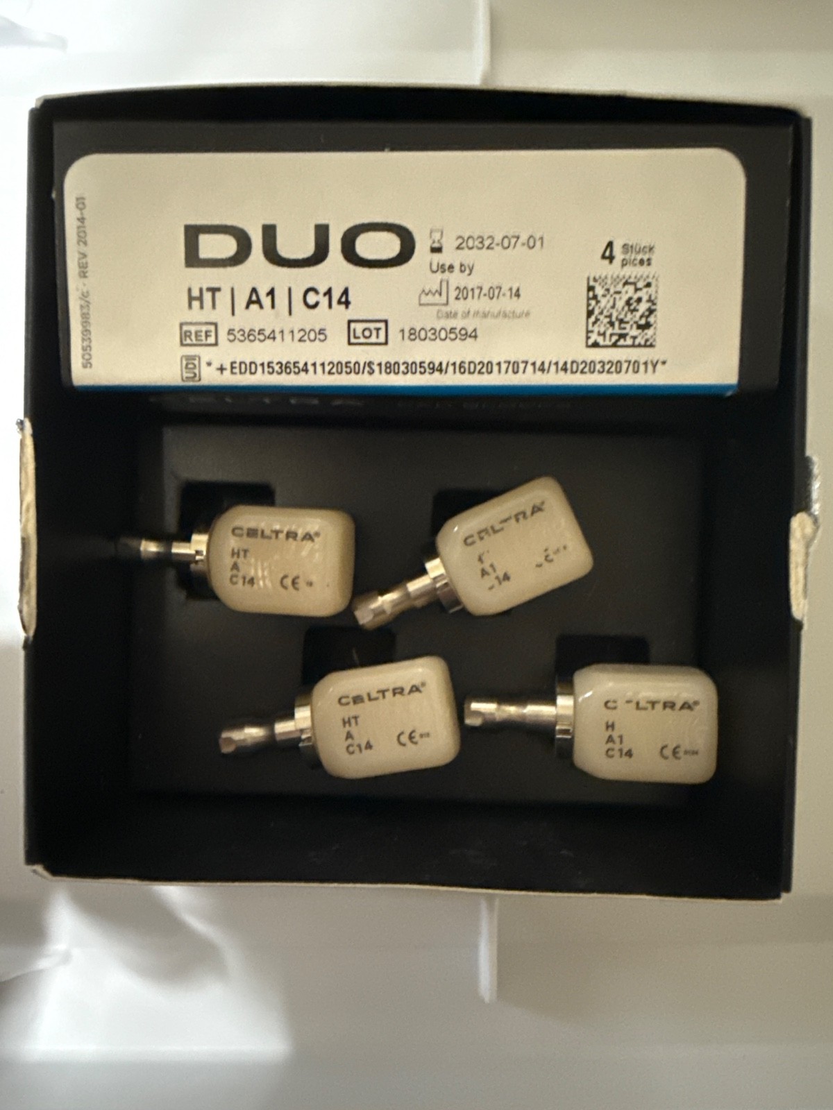 Dentsply Sirona Celtra Duo HT A1 C14 CAD CAM Blocks 4pc CEREC inLab
