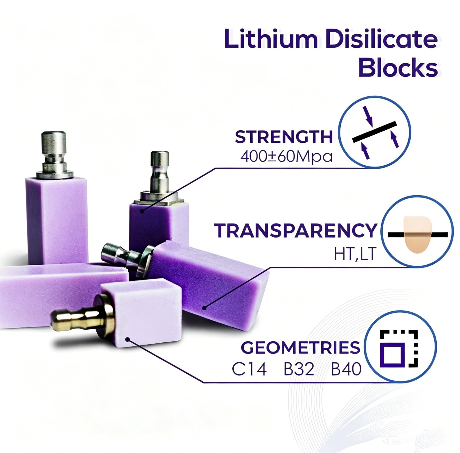 US C14 MT/HT/LT Dental Emax CAD Sirona CEREC Ceramic Lithium Disilicate Blocks