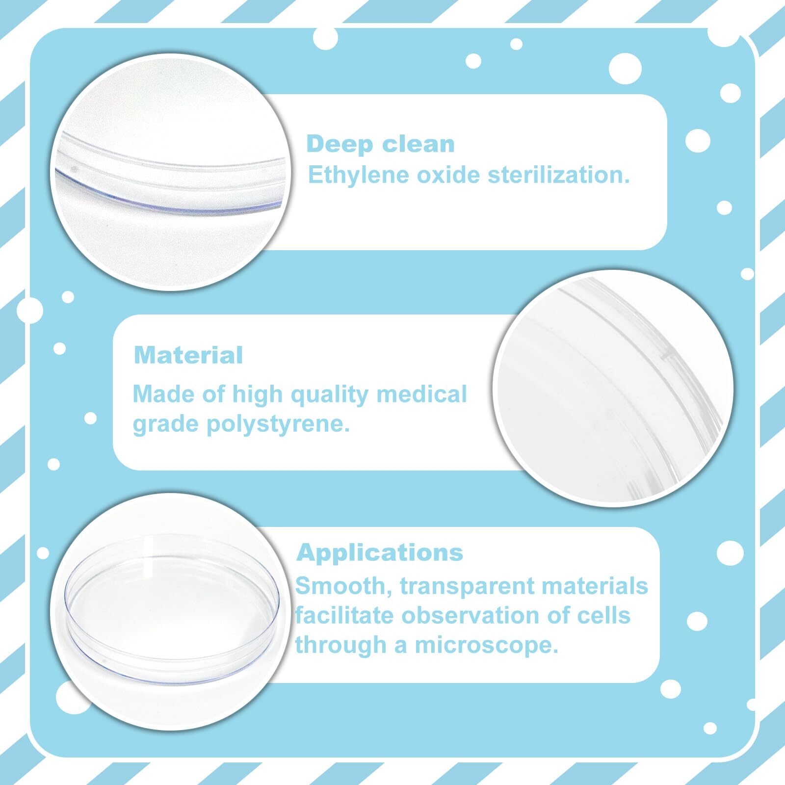 Biologix Plastic Petri Dishes with Lids, Sterile Culture Plates for Science Lab