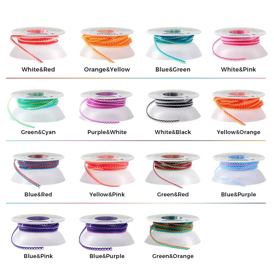 15 Color Dental Orthodontic Elastic Rubber Power Chain Double Color