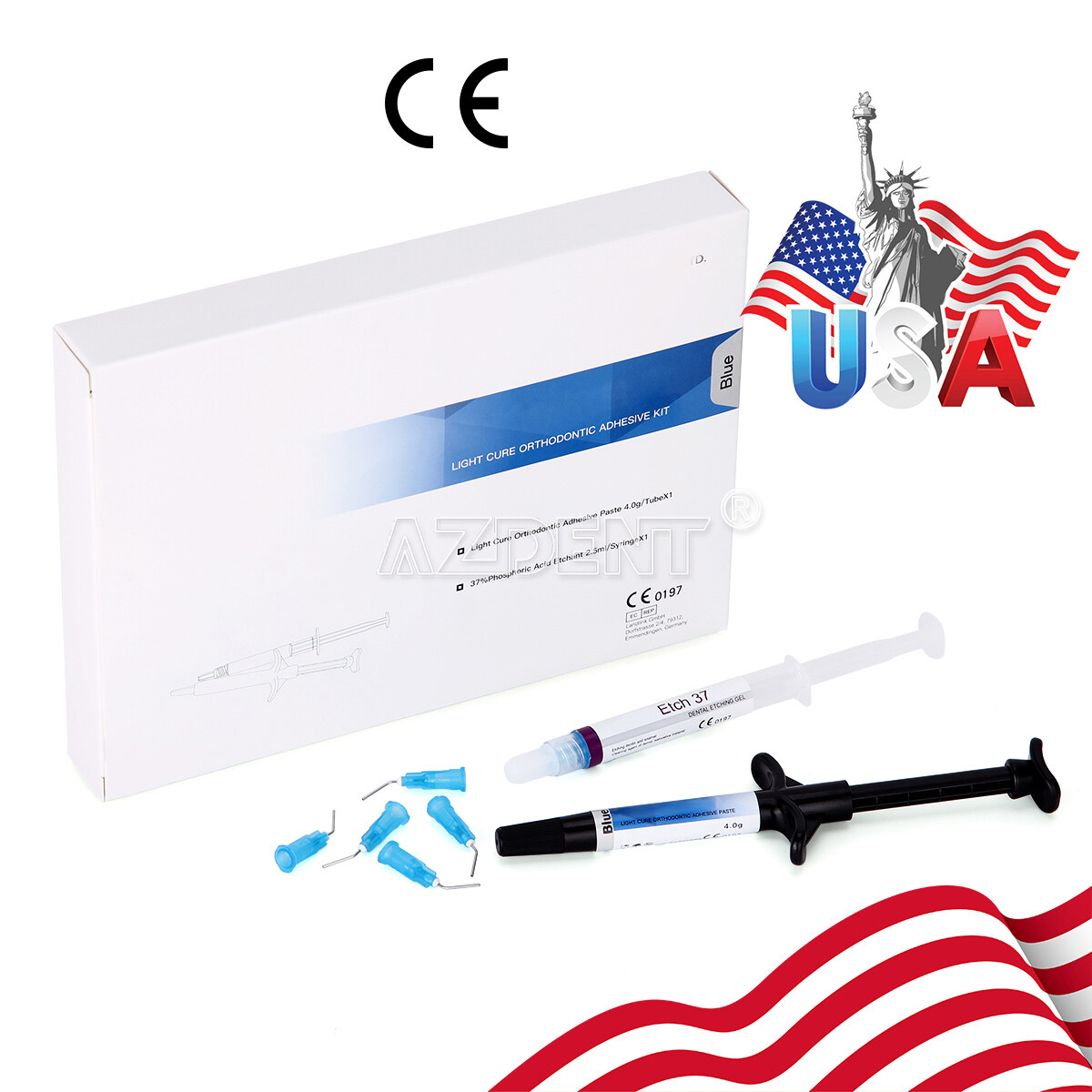 Dentex Dental Light Cure Orthodontic Adhesive Kit Blue bonding Bracket Braces