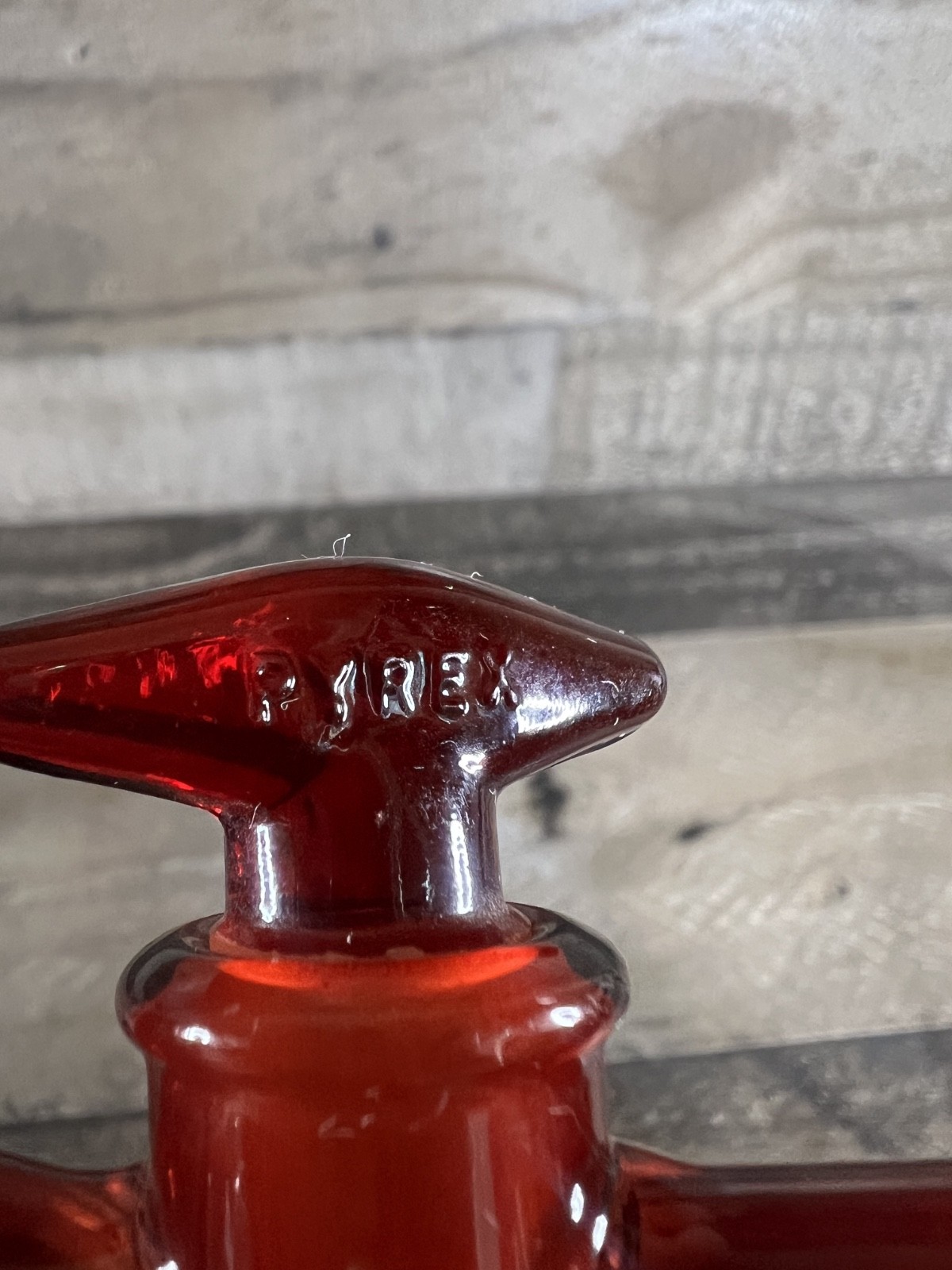 Vintage PYREX Ruby Red Squibb Seperatory Funnel-125ml-Rare Colored Lab Glass