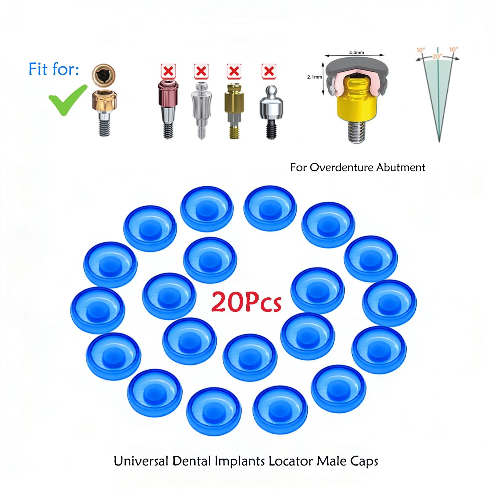 US Dental Overdenture Retention Caps For Implant Zest Locator Abutment Inserts