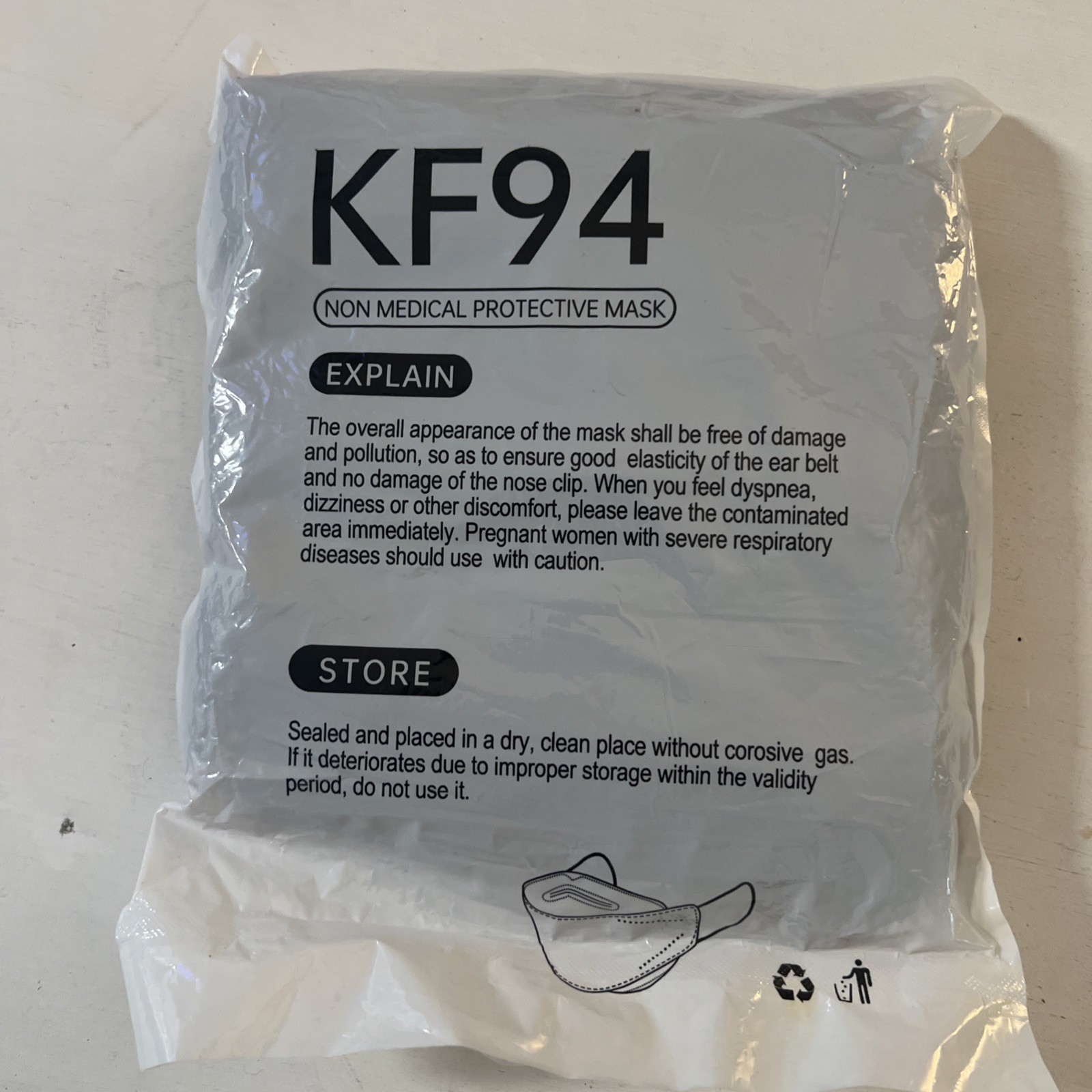 Korean Version KF94 Type Protective Disposable Face Masks 60Pcs Adult Mens Mask