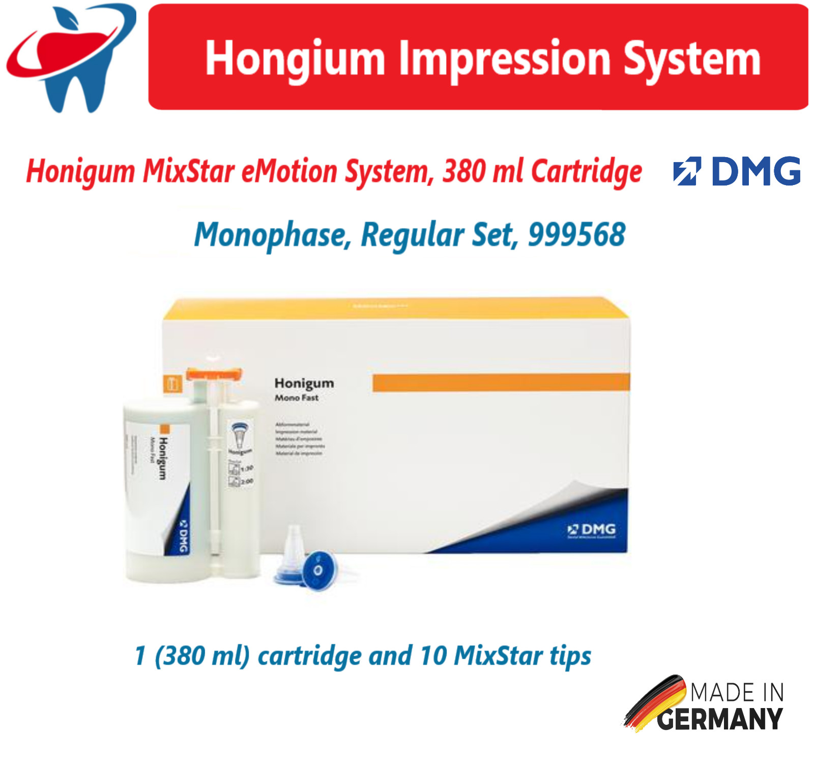 DMG Honigum MixStar eMotion 380 ml Monophase Regular Set VPS Impression Material