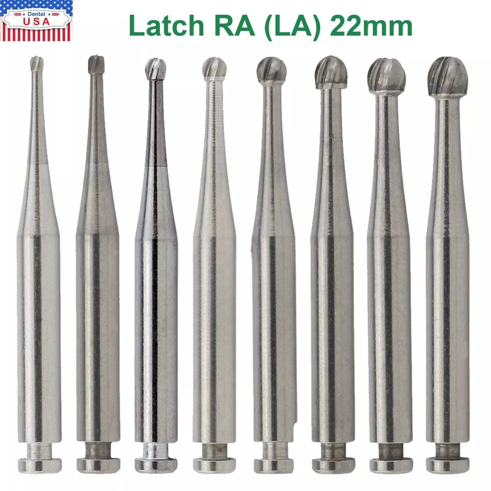 5 Pcs/Pack Dental RA Round Carbide Bur For Slow Speed Latch Type RA 1#-8# OR
