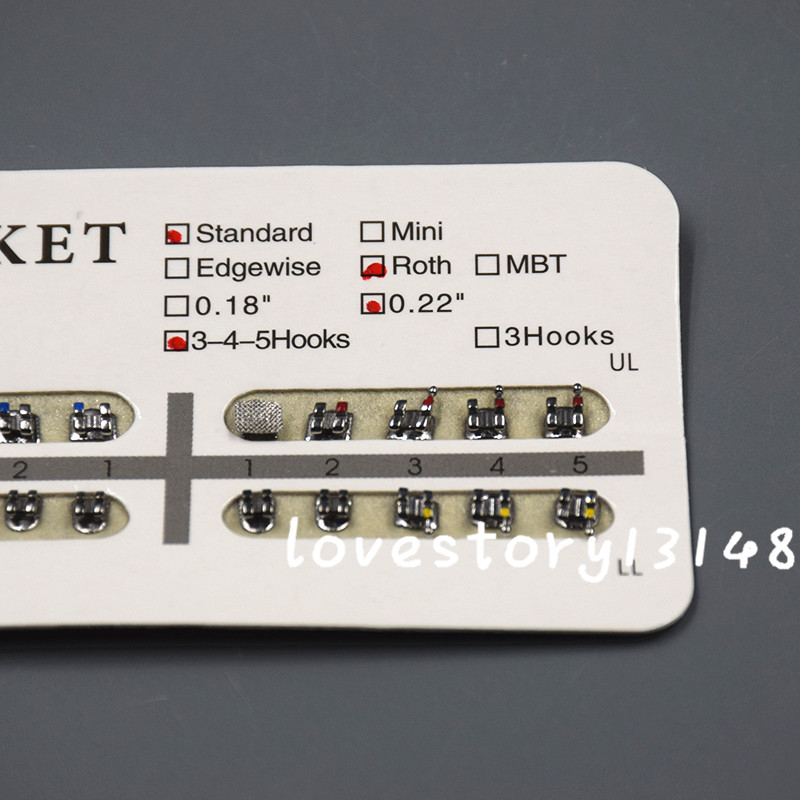 20 Pcs/Pack Dental Orthodontic Edgewise 3 Hook 022″ Slot Metal Brackets Braces