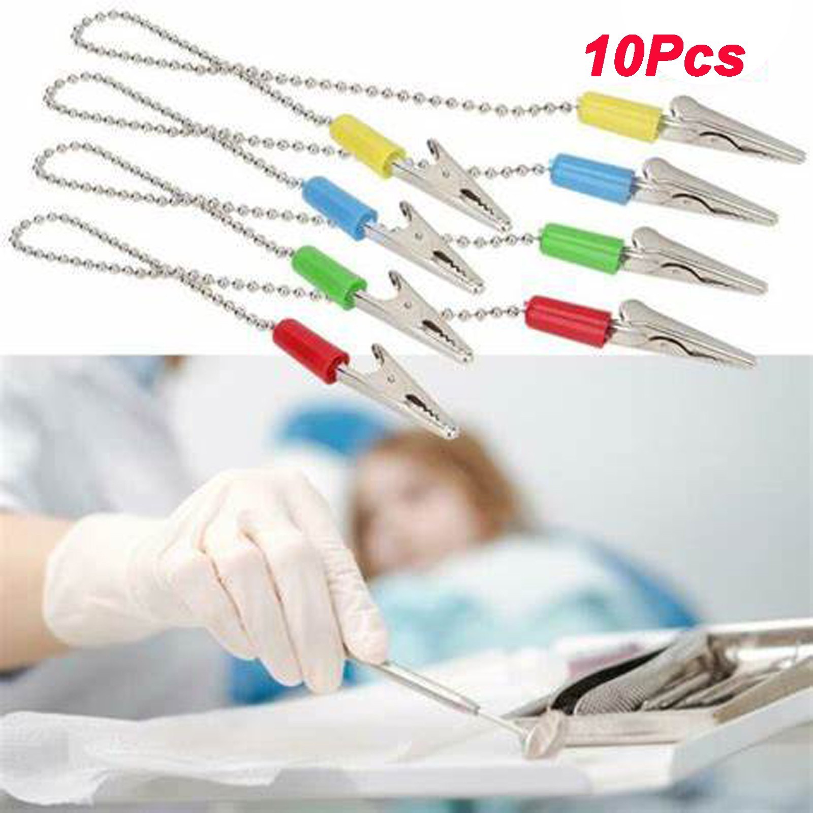 Dental Patient Bib Clips Chains Napkin Holder Flexible Coil Ball 1 / 5 / 10pcs